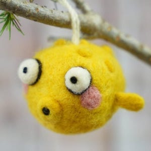 Pufferfish Ornament, Felted Pufferfish, Pufferfish Ornament, Pufferfish Toy, Nursery Decor, Felted Sea Animals