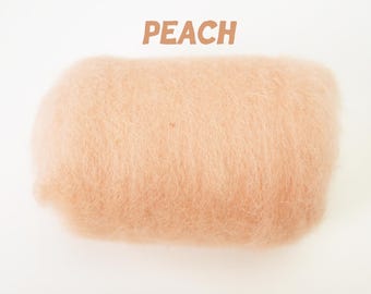 8 oz Peach Corriedale Wool Roving - New Zealand Felting Supplies
