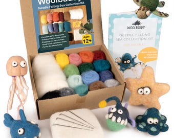 Needle Felting Sea Collection Bundle – Ocean Animal DIY Wool Craft Kit for Beginners