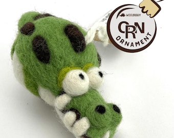 Needle Felted Alligator Ornament, Handmade WoolBuddy, Eco-Friendly Gift