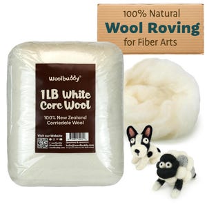 White Core Wool Batting, Undyed Sheep Wool, Needle Felting, Spinning 1 lb