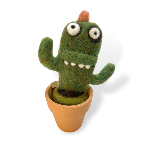 Handmade Needle Felt Decoration - Happy Cactus (Purple) Handmade Needle Felt Decoration - Happy Cactus (Purple)