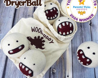 Organic Wool Dryer Balls, Monster Design, Reusable, Eco-Friendly