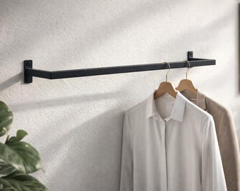 Wall Mounted Clothing Rack, Metal Clothes Rail, Industrial Garment Rack, Open Closet Organizer, Entryway Coat Rack, Minimalist Wall Hanger