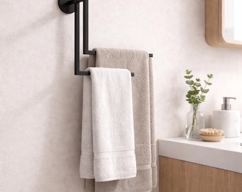 Modern Wall Mounted Towel Holder, Metal Bathroom Towel Rack, Minimalist Hand Towel Bar, Small Space Bathroom Decor