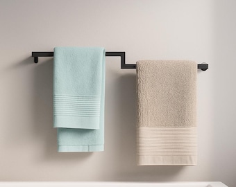 Wall Mounted Towel Rack - Minimalist Metal Rack with Hooks, Hand Towel Holder for Kitchen and Bathroom