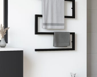 Bathroom Towel Rack- Wall Mounted Metal Holder-Hand & Guest Towel Hook- Modern Towel and Blanket Rack