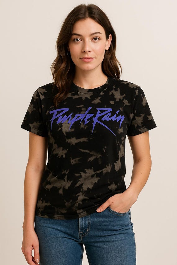 Prince Purple Rain Acid Wash Tee Vintage Concert Shirt Bleach Dyed 80s Music Lover