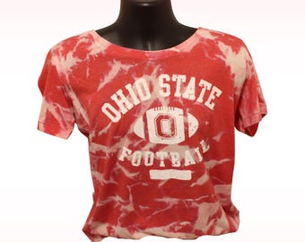 Ohio State Football Acid Wash Tee Buckeyes Fan Game Day Shirt Streetwear Bleach Dyed Fan T-Shirt