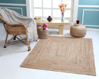 Natural Jute Braided Rug: Eco-Friendly Rectangular Rug