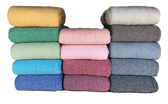 Cotton Herringbone design Throws with fringes for sofas or the bed
