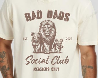 Dad Shirt Rad Dad Social Club Shirt Comfort Colors First Father&#39;s Day Gift Vintage Inspired Dad Shirt New Dad Gift Father&#39;s Day Shirt Lion