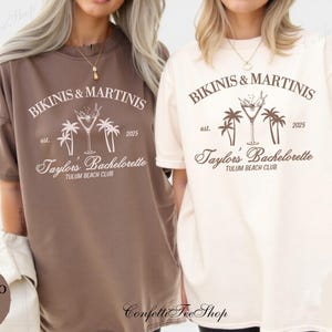 Camisa personalizada &quot;Bikinis y Martinis&quot; para despedida de soltera con colores cómodos