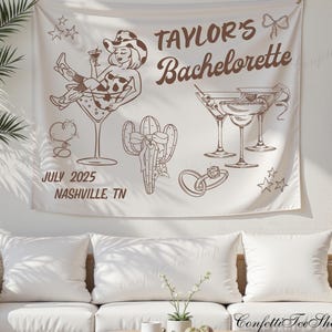 Custom Cowgirl Bachelorette Tapestry: Last Rodeo Party Decor