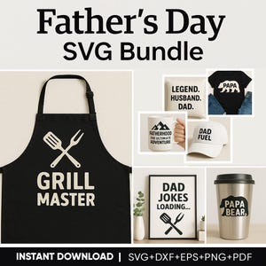 Pacote SVG para o Dia dos Pais | Arquivos de recorte de citações do pai para Cricut e Silhouette | Designs engraçados de pôsteres para camisetas e canecas | Download digital