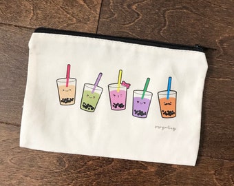 Cute Bubble Tea Zipper Pouch