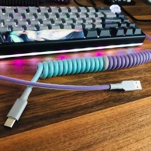 Custom Coiled Mechanical Keyboard USB Cable, Dual Colored Cable, Made-to-Order Keyboard Accessory, Personalized Keycap Set Colored Cable