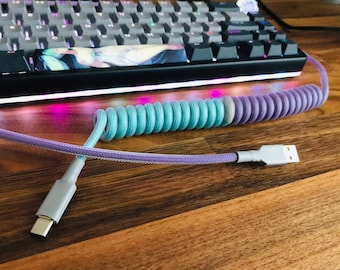 Custom Dual Colored Coiled USB Cable, mechanical keyboard cable (made-to-order)