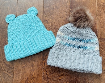 KIDS knit hats, kids up to 10 yrs, bear ear beanies