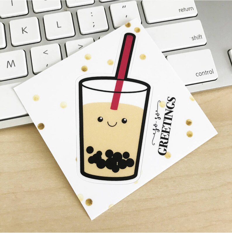 Cute Bubble Tea Sticker Vinyl Die Cut Sticker Matcha Tea Etsy Israel