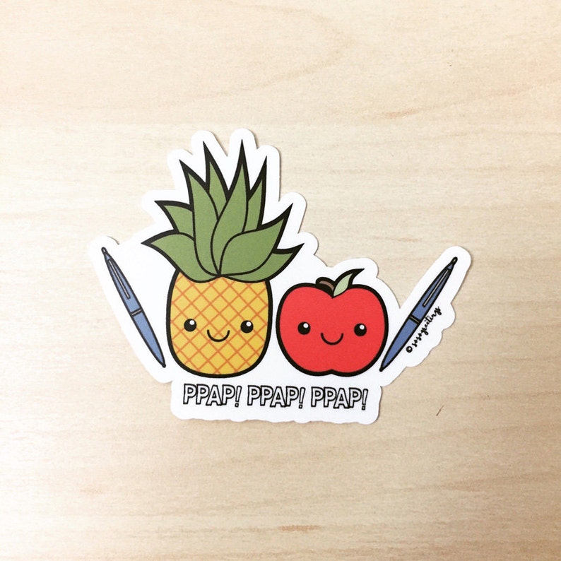 Pen Pineapple Apple Pen Vinyl Sticker Die Cut Sticker Etsy