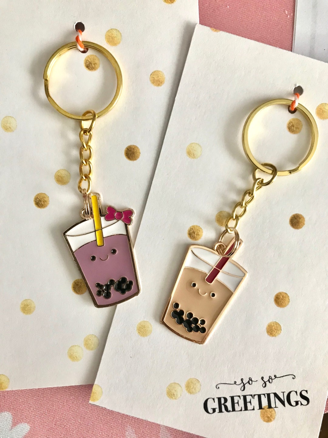 Cute Bubble Tea Keychain Etsy