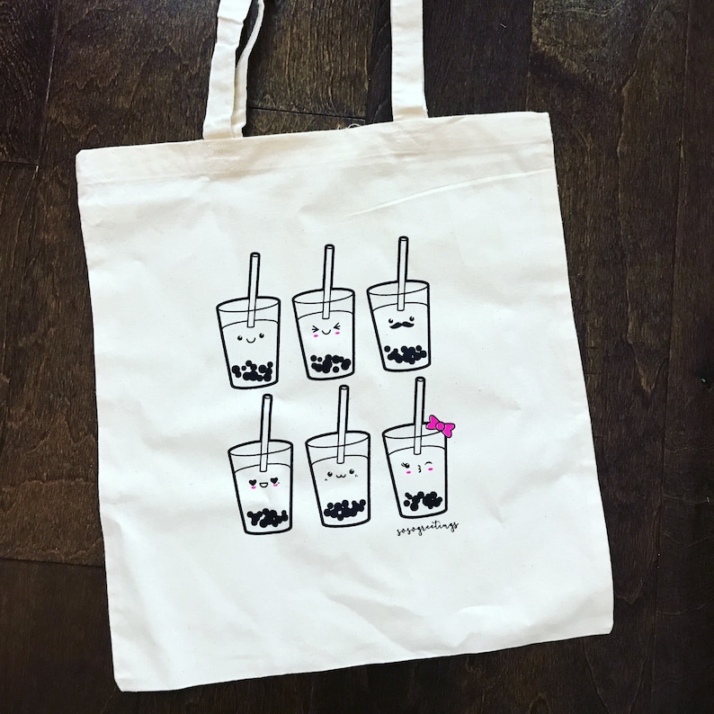Bubble Tea Boba Tea Tote Bags Etsy