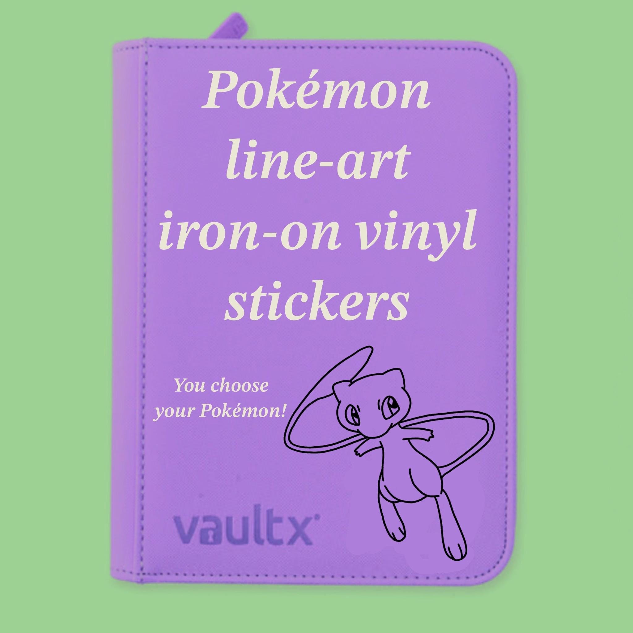 Iron-on trading card binder vinyl line-art stickers