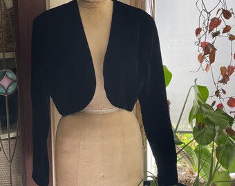 Vintage Black Velvet & Satin Bolero