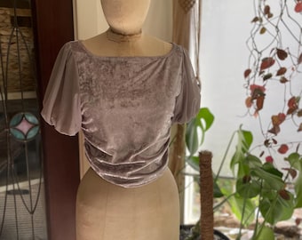 Silver Velvet Free People Cropped Blouse
