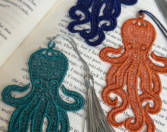 Marcador de pulpo, Marcador de criatura marina, Marcador de encaje, Marcador de Marcelo, Bookish