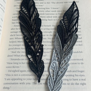 Raven Embroidered Lace Bookmark, Dark Academia Bookish Gift
