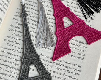 Marcapáginas bordado de la Torre Eiffel, marcapáginas de encaje de París