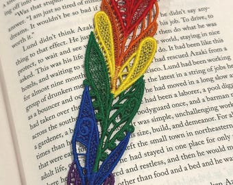 Marcapáginas de plumas arcoíris, Beneficios GLSEN, Marcapáginas de encaje, Marcapáginas, Literario, Regalo de Navidad