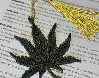 Marcapáginas de hoja de cannabis, marihuana, marihuana, Mary Jane, jardinería, marcapáginas de encaje, marcapáginas, aficionado a los libros