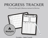 Progress Photo & Body Tracker, Weight Log, Measurement Chart and Before/After Photo Sheet - Printable + Tablet Friendly PDF | 200+ Users!