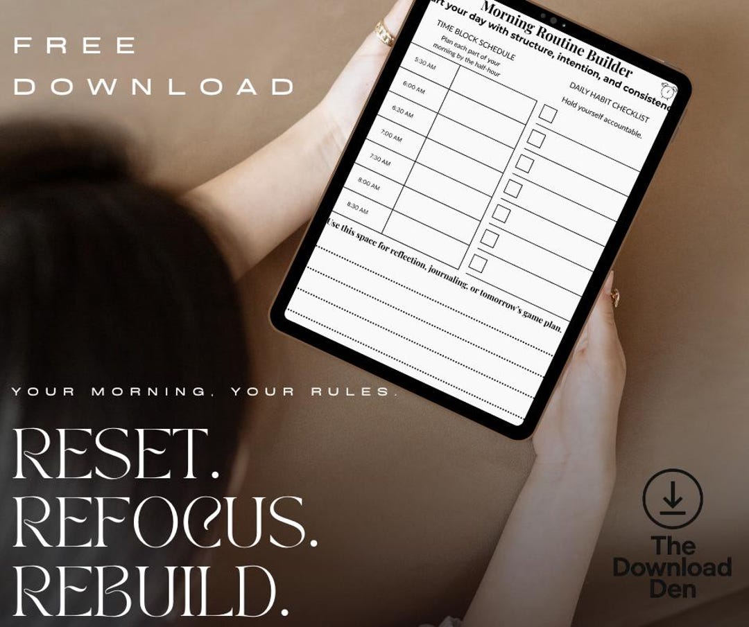 Morning Routine Generator Free Free Morning Routine Builder - Printable Time Block + Habit Checklist ...