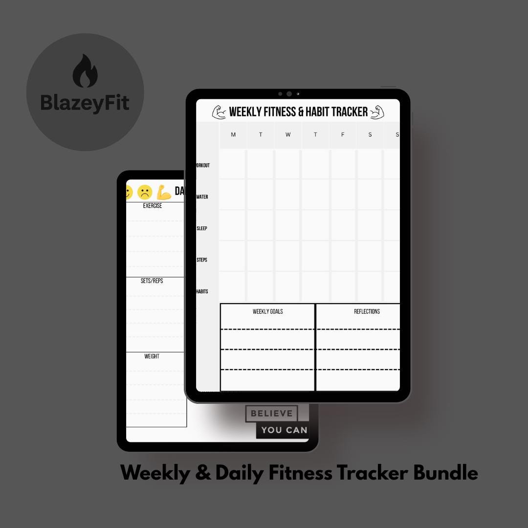 Printable Fitness & Habit Tracker | Weekly and Daily Workout Planner ...