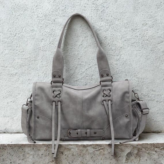 Y2K Grunge Shoulder Bag | Lace up Tote, Moto Punk Handbag, PU 