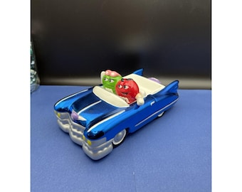 M&M's Metallic Blue Ceramic Cadillac Convertible Car Candy Dish Galerie 2003