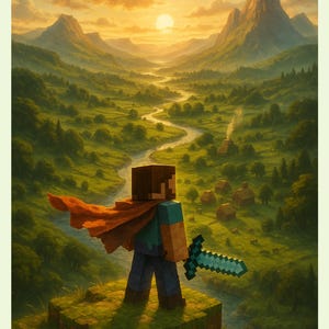 the-overworld-travel-poster-print-minecraft-adventure-wall-art