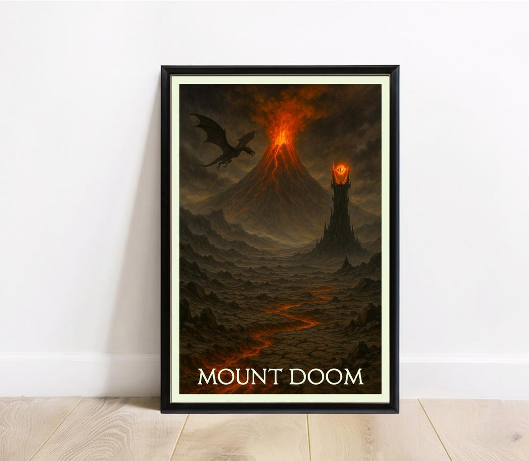 Mount Doom Travel Poster Print - Lord of the Rings Mordor Wall Art ...
