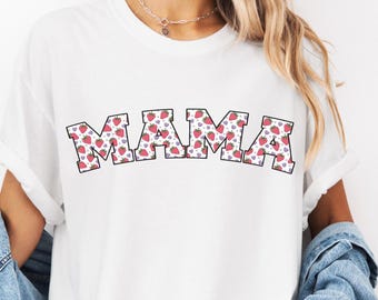 Comfort Colors® Strawberry Mama T-Shirt, First Mothers Day Gift For Mama T-shirt, Baby Announcement, New Mom Gift, Cute Strawberry Tee