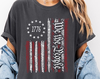 Comfort Colors® My The People Shirt, Patriotyczne koszule dla kobiet i mężczyzn, Vintage USA Flag Shirt, 1776 Flag Shirt, History Shirt, Labor Day Shirt