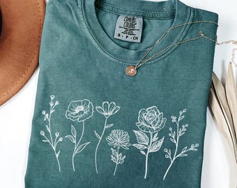 Comfort Colors® Wildflower Shirt, Floral Cottagecore Shirt, Botanical Shirt, Flower Shirt, Nature Shirt, Wildflower Tshirt,Wild Flower Shirt