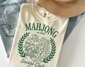 Comfort Colors® Anpassad Mahjong Social Club-tröja, Mahjong-present, Personlig Mahjong-tröja, Present till Mahj, Älskare Mahjong Social Club