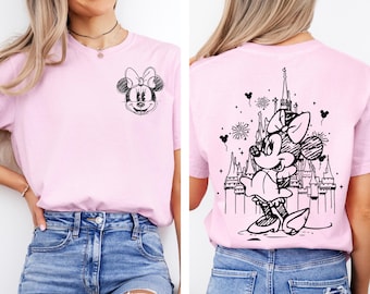 Comfort Colors® Süße Minnie Maus klassische Skizze, süße Minnie Maus klassische Skizze süßes Shirt, Vintage Minnie Shirt, Disney Familienurlaub