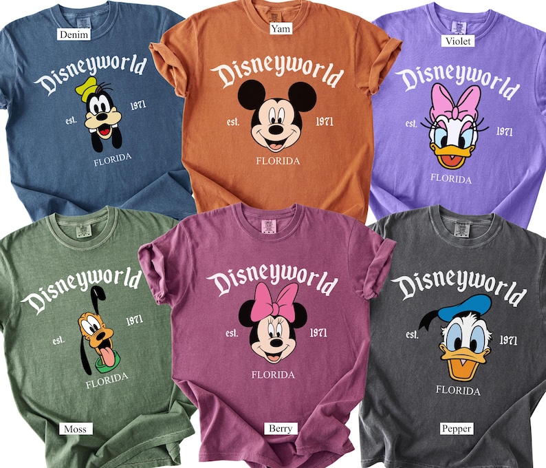 Comfort Colors® Vintage Disneyworld Shirt, Retro Mickey and Friends T-Shirt, Disneyworld Florida Trip Mickey&Co Disney Family Matching Tee image 1