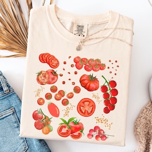 Comfort Colors® Tomato Shirt, Fruit Shirt, Botanical Shirt, Cottagecore Clothing Vegan Shirt, Garden Shirt,Vegetable Shirt,Aesthetic Clothes
