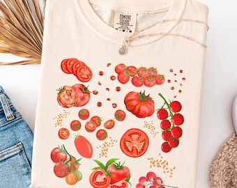 Comfort Colors® Tomatskjorta, Fruktskjorta, Botanisk skjorta, Cottagecore Clothing Vegansk skjorta, Trädgårdskjorta, Grönsakskjorta, Estetiska kläder
